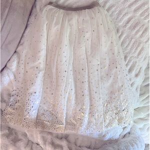 Little girls white and gold tulle skirt